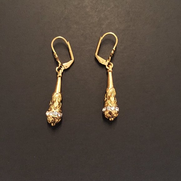 Gold plated drop earrings - Picture 1 of 2